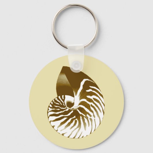 Nautilus shell - bruin, wit en beige sleutelhanger (Voorkant)