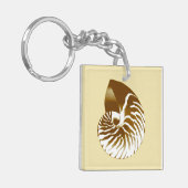 Nautilus shell - bruin, wit en beige sleutelhanger (Voorkant Links)