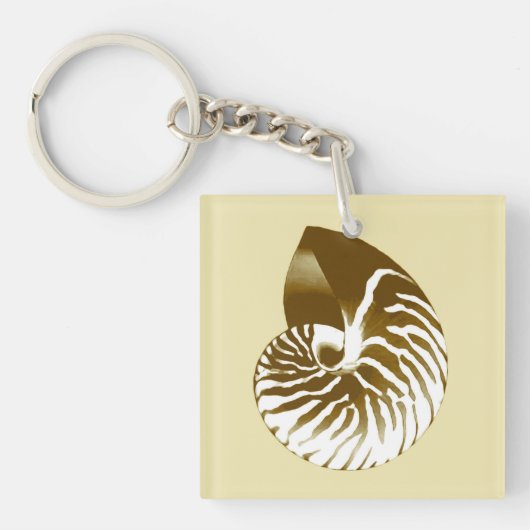 Nautilus shell - bruin, wit en beige sleutelhanger (Voorkant)
