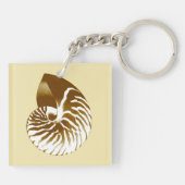 Nautilus shell - bruin, wit en beige sleutelhanger (Achterkant)