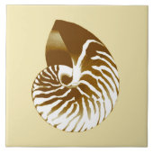 Nautilus shell - bruin, wit en beige tegeltje (Voorkant)