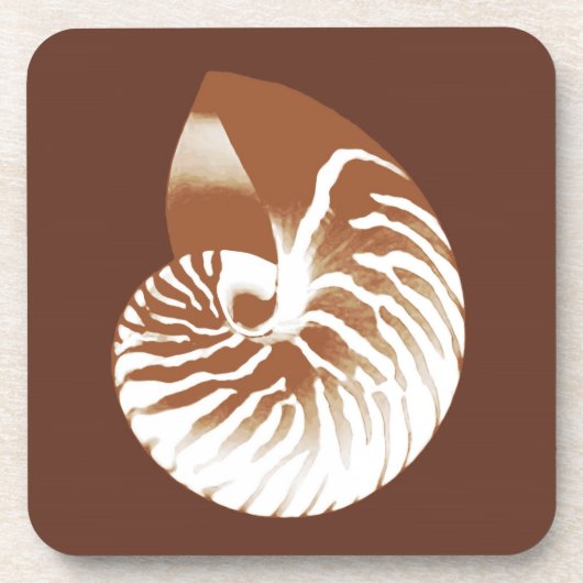 Nautilus shell - cacaobruin en wit bier onderzetter (Voorkant)