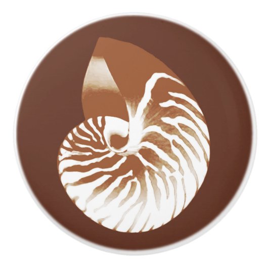 Nautilus shell - cacaobruin en wit keramische knop (Voorkant)