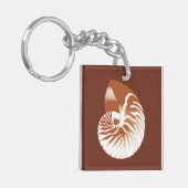 Nautilus shell - cacaobruin en wit sleutelhanger (Voorkant Links)