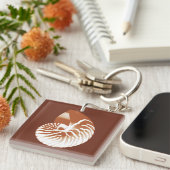 Nautilus shell - cacaobruin en wit sleutelhanger (Voorkant Rechts)