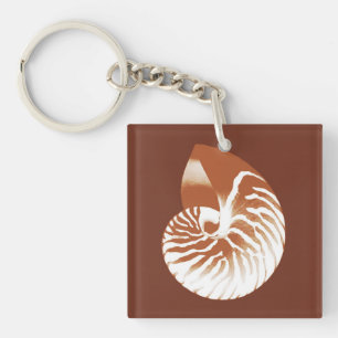 Nautilus shell - cacaobruin en wit sleutelhanger
