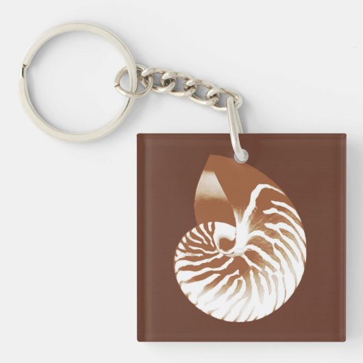 Nautilus shell - cacaobruin en wit sleutelhanger (Voorkant)