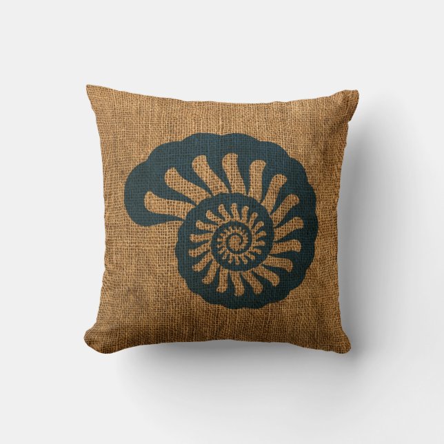 Nautilus Shell Deep Zee Blue Kussen (Voorkant)