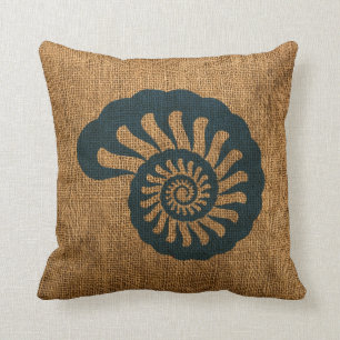 Nautilus Shell Deep Zee Blue Kussen
