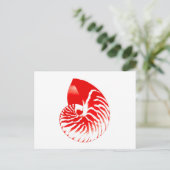 Nautilus shell - donkerrood en wit briefkaart (Staand voorkant)