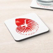Nautilus shell - donkerrood en wit drankjes onderzetter (Linkerzijde)