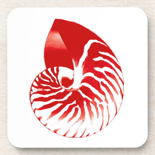 Nautilus shell - donkerrood en wit drankjes onderzetter (Voorkant)