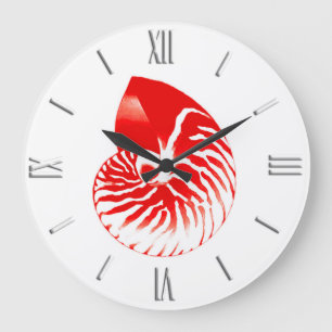 Nautilus shell - donkerrood en wit grote klok