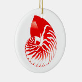 Nautilus shell - donkerrood en wit keramisch ornament (Rechts)