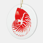 Nautilus shell - donkerrood en wit keramisch ornament (Links)