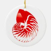 Nautilus shell - donkerrood en wit keramisch ornament (Achterkant)