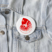 Nautilus shell - donkerrood en wit ronde button 7,6 cm (In situ)