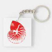 Nautilus shell - donkerrood en wit sleutelhanger (Achterkant)