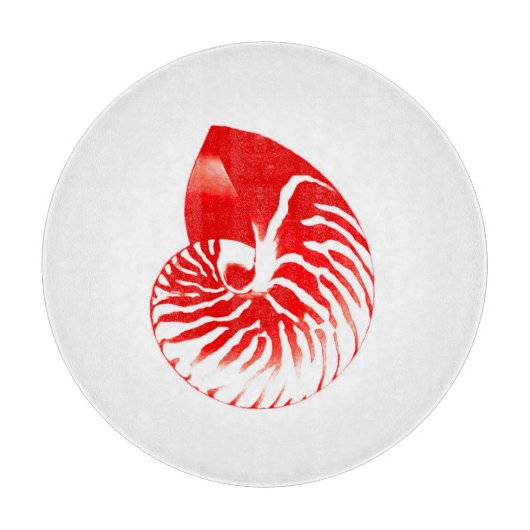 Nautilus shell - donkerrood en wit snijplank (Voorkant)