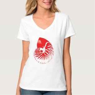 Nautilus shell - donkerrood en wit t-shirt