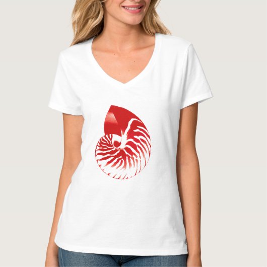 Nautilus shell - donkerrood en wit t-shirt (Voorkant)