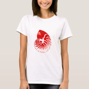 Nautilus shell - donkerrood en wit t-shirt