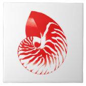 Nautilus shell - donkerrood en wit tegeltje (Voorkant)