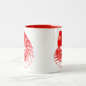 Nautilus shell - donkerrood en wit tweekleurige koffiemok (Center)