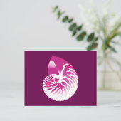Nautilus shell - eierplant paars en wit briefkaart (Staand voorkant)