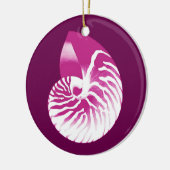 Nautilus shell - eierplant paars en wit keramisch ornament (Links)