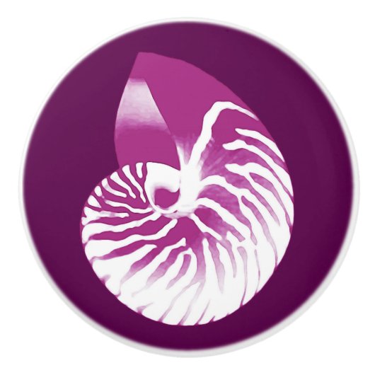 Nautilus shell - eierplant paars en wit keramische knop (Voorkant)