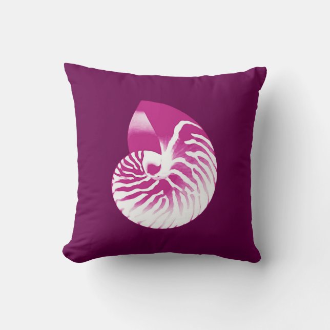 Nautilus shell - eierplant paars en wit kussen (Voorkant)