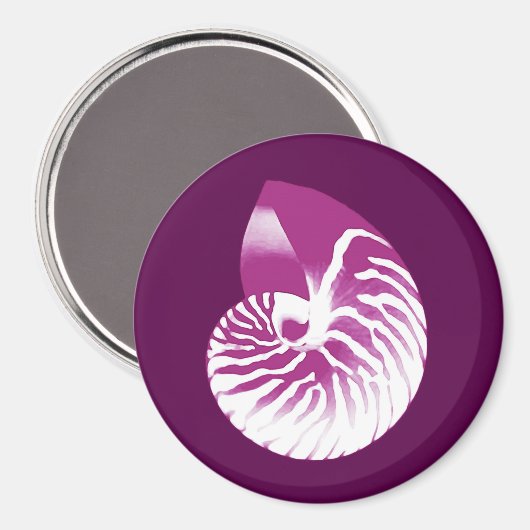 Nautilus shell - eierplant paars en wit magneet (Voorkant / Achterkant)