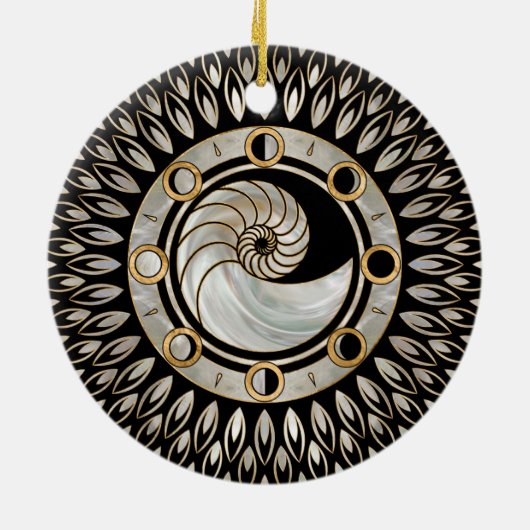 Nautilus Shell - Fases van de maan Keramisch Ornament (Achterkant)