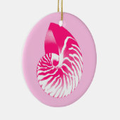 Nautilus shell - fuchsia roze en wit keramisch ornament (Rechts)