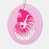 Nautilus shell - fuchsia roze en wit keramisch ornament (Links)