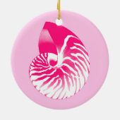 Nautilus shell - fuchsia roze en wit keramisch ornament (Achterkant)