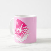 Nautilus shell - fuchsia roze en wit koffiemok (Voorkant links)