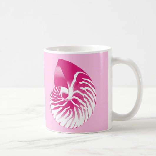Nautilus shell - fuchsia roze en wit koffiemok (Rechts)