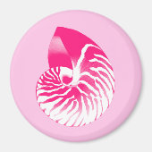 Nautilus shell - fuchsia roze en wit magneet (Voorkant)