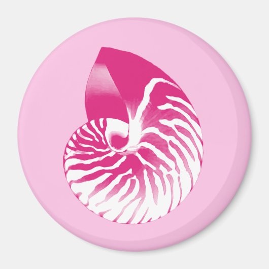 Nautilus shell - fuchsia roze en wit magneet (Voorkant)