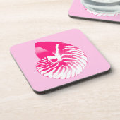 Nautilus shell - fuchsia roze en wit onderzetter (Linkerzijde)