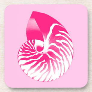 Nautilus shell - fuchsia roze en wit onderzetter