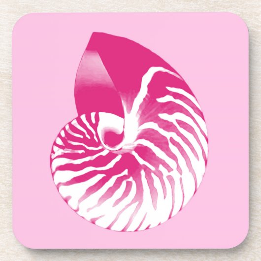 Nautilus shell - fuchsia roze en wit onderzetter (Voorkant)