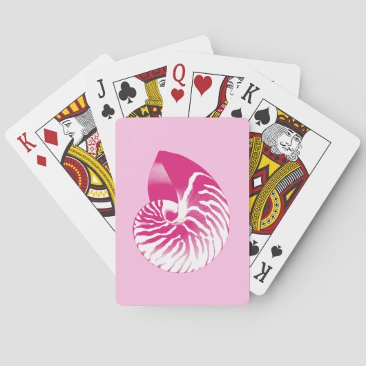 Nautilus shell - fuchsia roze en wit pokerkaarten (Achterkant)