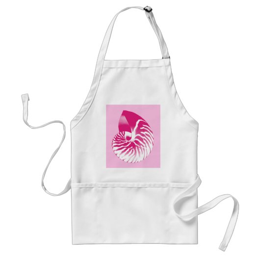 Nautilus shell - fuchsia roze en wit standaard schort (Voorkant)