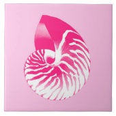 Nautilus shell - fuchsia roze en wit tegeltje (Voorkant)