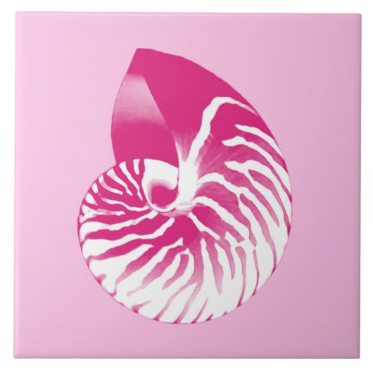 Nautilus shell - fuchsia roze en wit tegeltje (Voorkant)