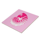 Nautilus shell - fuchsia roze en wit tegeltje (Zijkant)