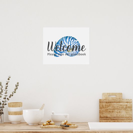 Nautilus Shell Guestbook Wedding Sign Print (Keuken)
